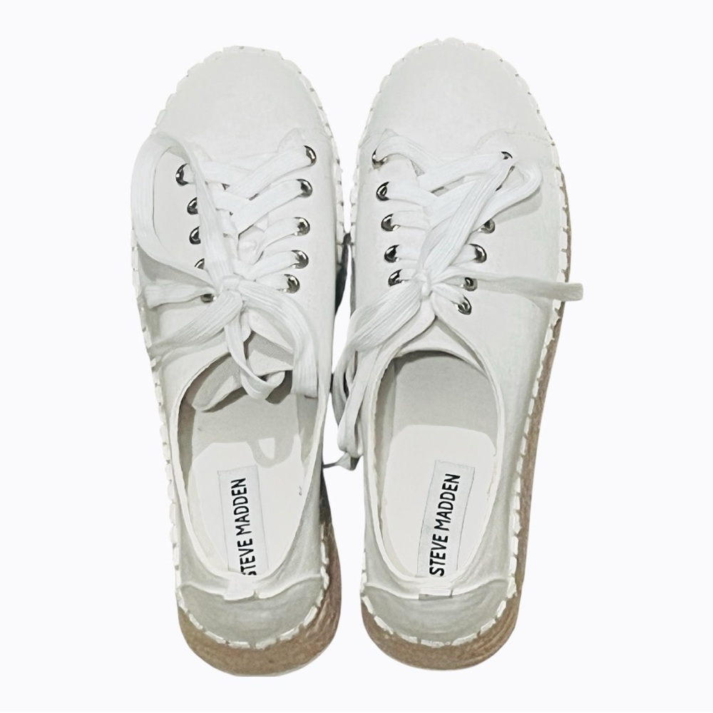 Steve Madden Empathetic White Espadrille Canvas Sneakers‎ sz 7.5